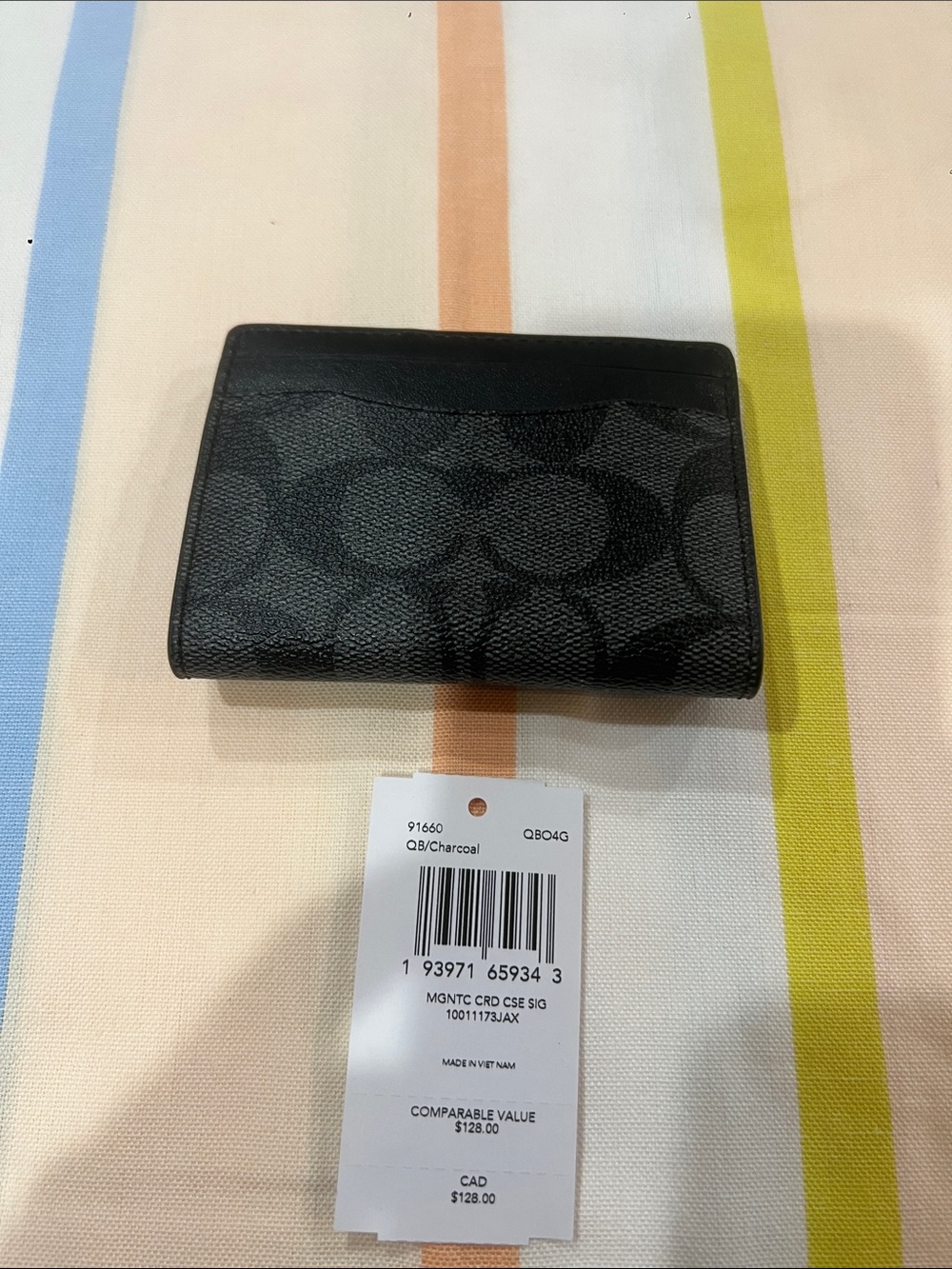 Coach Charcoal Signature Card Case QB04G MGNTC CRD CSE SIG 91660 QB/charcoal